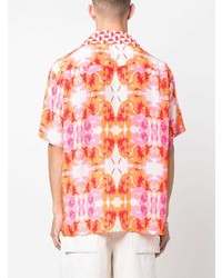 P.A.R.O.S.H. Mix Print Silk Short Sleeve Shirt