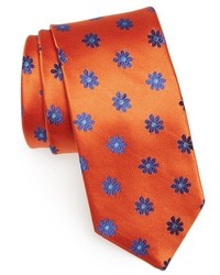 Orange Floral Silk Tie