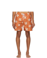 Orange Floral Swim Shorts