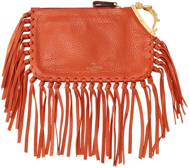 Zodiac Fringe Leather Clutch Bag Orange Gemini, $1,385 Last Call by Neiman Marcus |