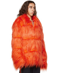 Anna Sui Orange Faux Fur Coat
