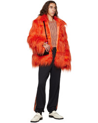 Anna Sui Orange Faux Fur Coat