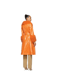 Saks Potts Orange Shearling Foxy Gloss Coat