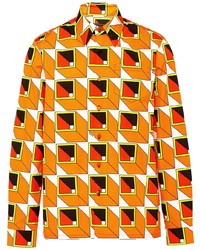 Orange Geometric Long Sleeve Shirt