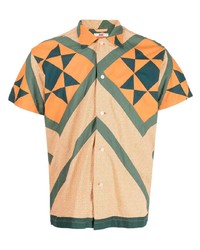 Orange Geometric Short Sleeve Shirt