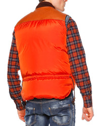 DSQUARED2 Zip Front Puffer Vest Orange