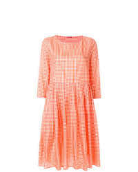 Orange Gingham Midi Dress