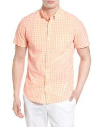 Orange Gingham Short Sleeve Shirt