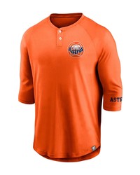 FANATICS Branded Orange Houston Astros Sport Resort Weathered Henley Washed Raglan 34 Sleeve T Shirt