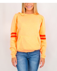 Heather Orange Stripe Sleeve Hoodie