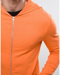 Asos Muscle Zip Up Hoodie In Orange