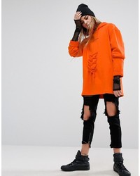 Criminal Damage Oversized Hoodie With Lace Up