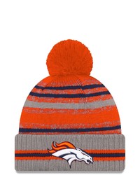 New Era Gray Denver Broncos 2021 Nfl Sideline Sport Pom Cuffed Knit Hat At Nordstrom