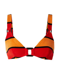 Orange Horizontal Striped Bikini Top