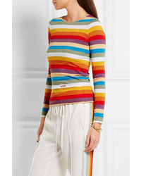 Chloé Striped Cotton Jersey Top Red