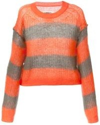 Maison Martin Margiela Mm6 By Striped Cropped Knitted Sweater