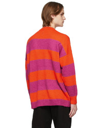 JW Anderson Red Pink Striped Patchpocket Sweater
