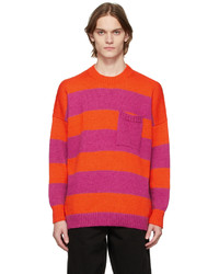 JW Anderson Red Pink Striped Patchpocket Sweater