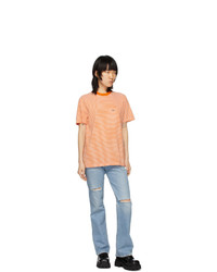Noah NYC Orange Stripe Pocket T Shirt