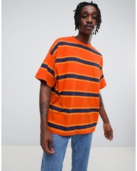 ASOS DESIGN Oversized T Shirt With Orange Retro Stripe