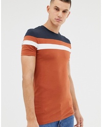 ASOS DESIGN T Shirt With Contrast Body And Sleeve Panels In Tan