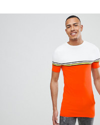 ASOS DESIGN Tline T Shirt With Bright Colour Block And Taping In Orange