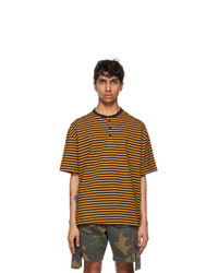 Orange Horizontal Striped Henley Shirt