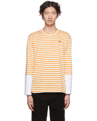 Comme Des Garcons Play Yellow White Heart Long Sleeve T Shirt