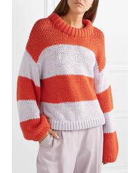 Tibi Oversized Striped Cotton Blend Sweater