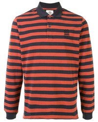 Orange Horizontal Striped Polo Neck Sweater