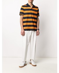 Paul & Shark Logo Patch Striped Polo Shirt