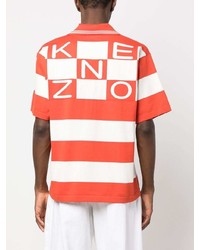 Kenzo Logo Print Striped Polo Shirt