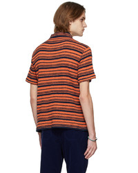 Marni Orange Black Terrycloth Stripe Polo