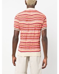 Altea Striped Intarsia Knit Polo Shirt