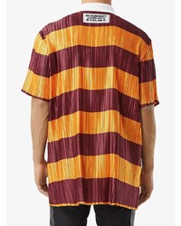 Burberry Striped Pliss Polo Shirt