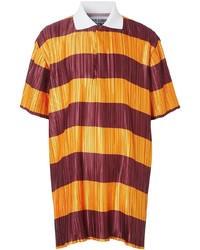 Burberry Striped Pliss Polo Shirt
