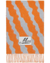 Marni Orange Gray Striped Scarf