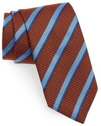 Orange Horizontal Striped Silk Tie