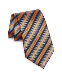 Ermenegildo Zegna Stripe Silk Tie In Orange At Nordstrom