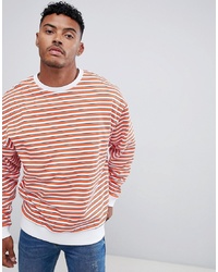 ASOS DESIGN Oversized Sweatshirt With Orange And Blue Stripes