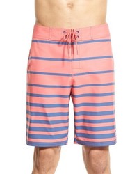 Orange Horizontal Striped Swim Shorts