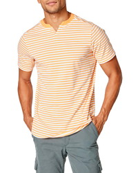 Orange Horizontal Striped V-neck T-shirt