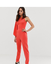 Asos Tall Asos Design Tall One Shoulder Fluted Sleeve Jumpsuit