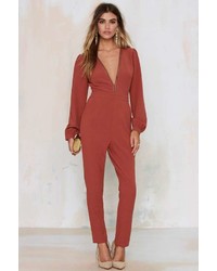 Factory Take A Dive Plunging Jumpsuit