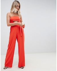 ASOS DESIGN Structured Jumpsuit With Cut Out And Belt Detail
