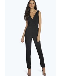 Boohoo Tall Holly Crepe Low Front And Back Jumpsuit