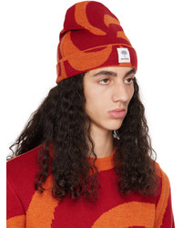 Soulland Red Orange Armor Lux Edition Jacquard Wool Beanie