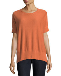 Eileen Fisher Sleek Short Sleeve Stretch Knit Top Plus Size