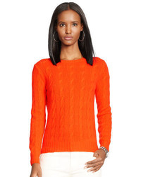 Orange Knit Cable Sweater