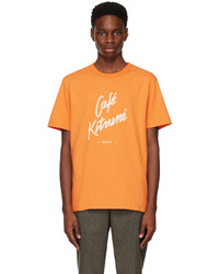MAISON KITSUNÉ Orange Caf Kitsun T Shirt